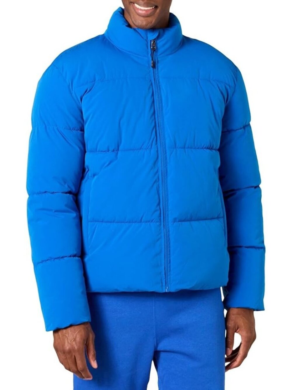Az Essentials Men's Mock Neck Heavyweight Puffer Coat Jacket SZ 2XL Blue NWT